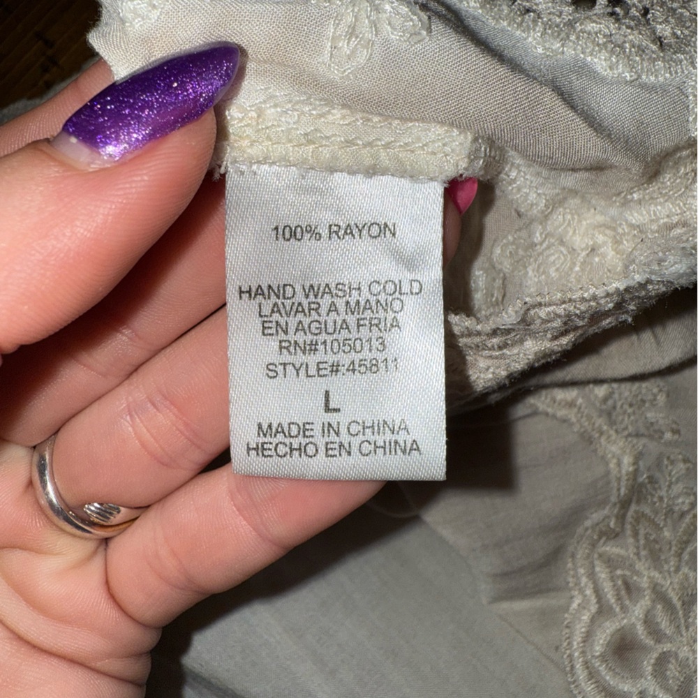 Andree Blue Cream Boho Tie Front Women's Top- Size Large‎ - Picture 10 of 10